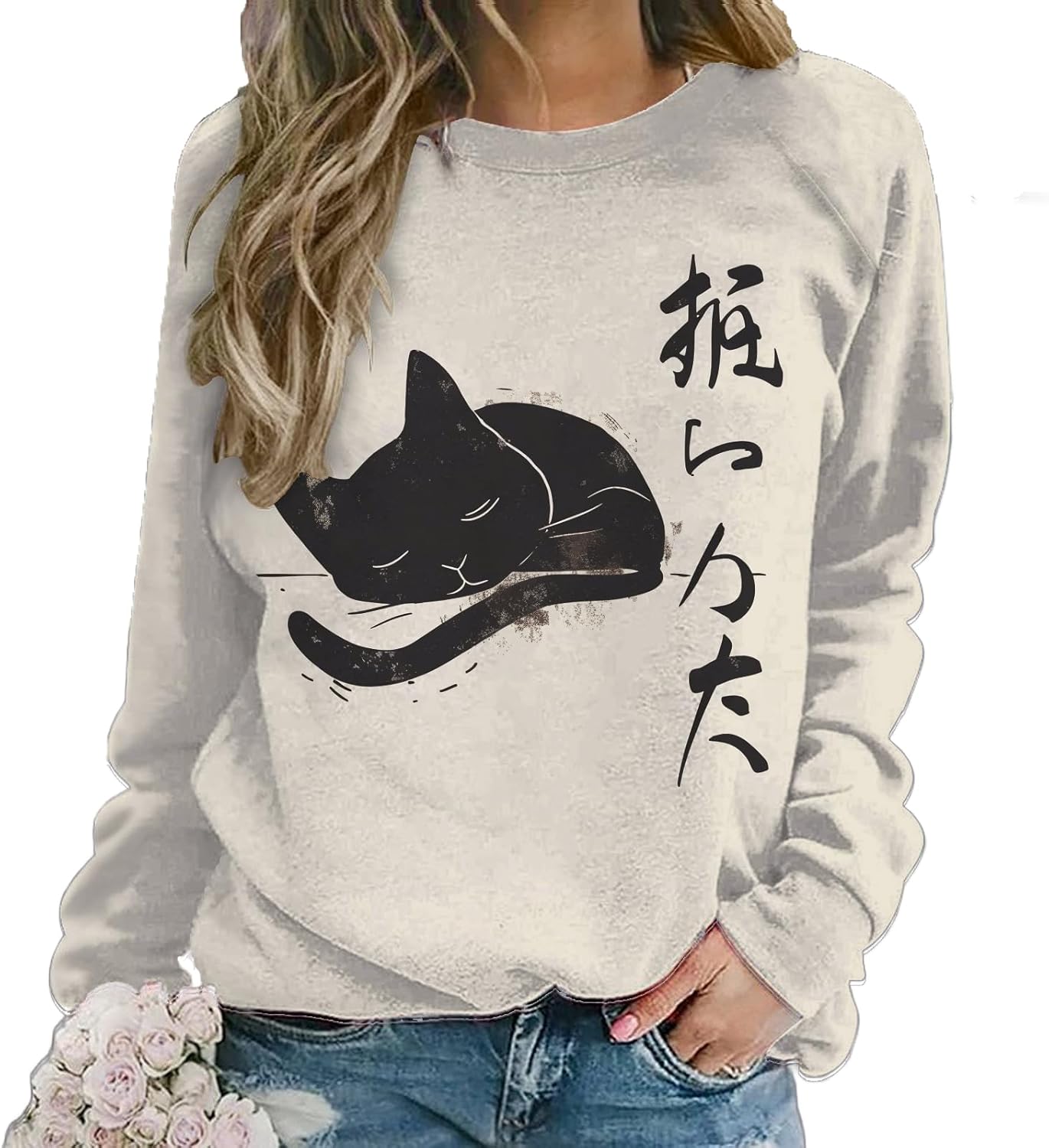 Long Sleeve Cat Shirts for Women Plus Size Cute Sweatshirt Casual Pullover Trendy Tops