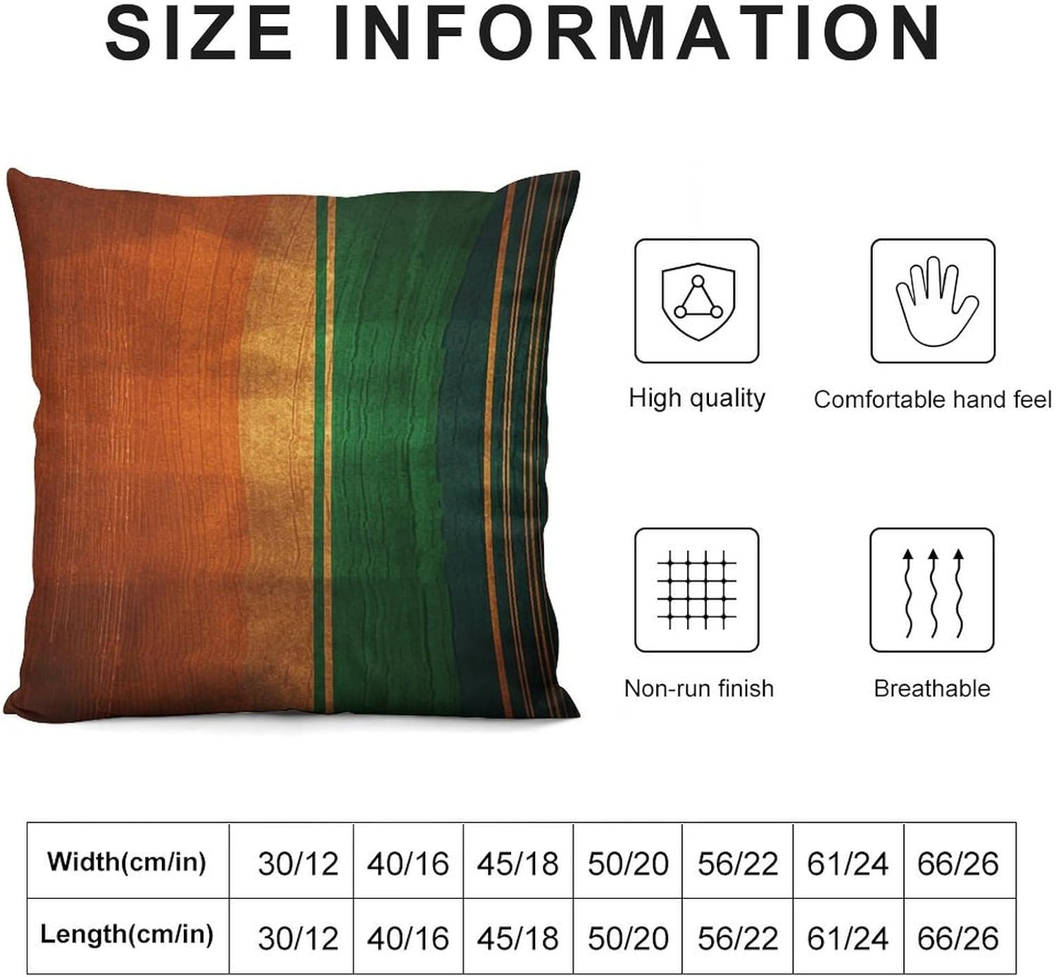 Zippered Pillow Cover, Pillow Protector, Orange and Green Pattern Printed Pillow Cover of 4, Pillow Not Included