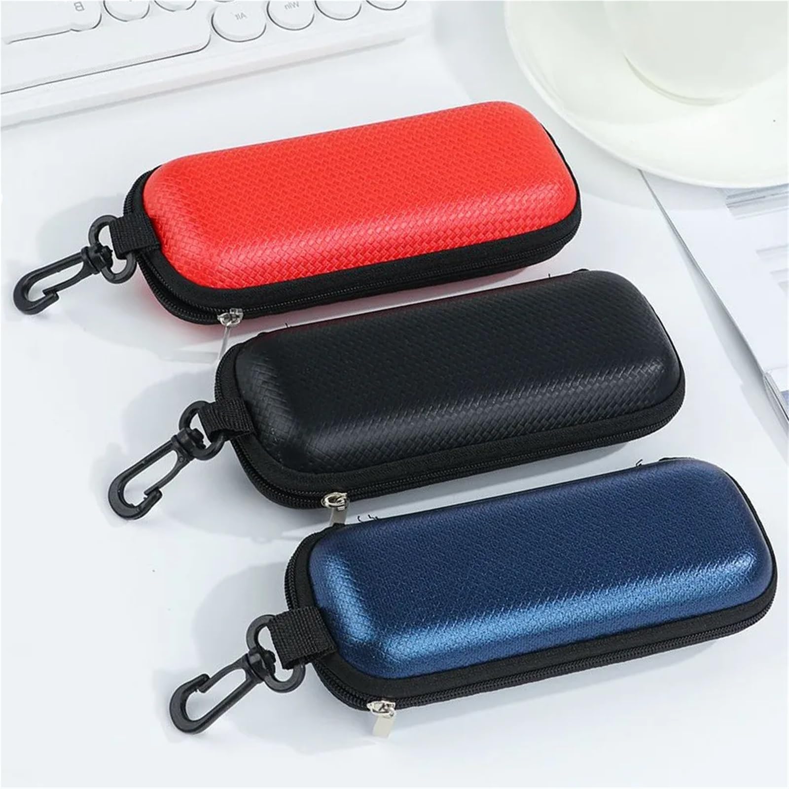 éTui à Lunettes Boîte à Lunettes à Fermeture éclair, 2 pièces, étui à Lunettes, Style Simple, Sac à Lunettes Portable, conteneur de Lunettes, Coque de Protection(Blue)