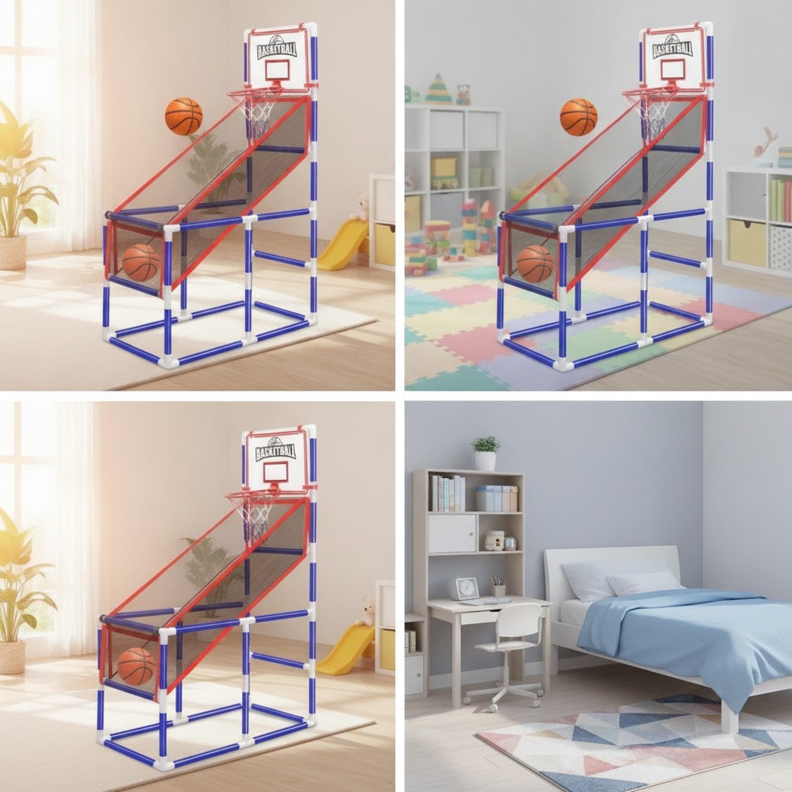 harayaa da Lancio con Tabellone | Compatto, Set Basket con Palline e Pompa, per Casa, Famiglie, Bambini