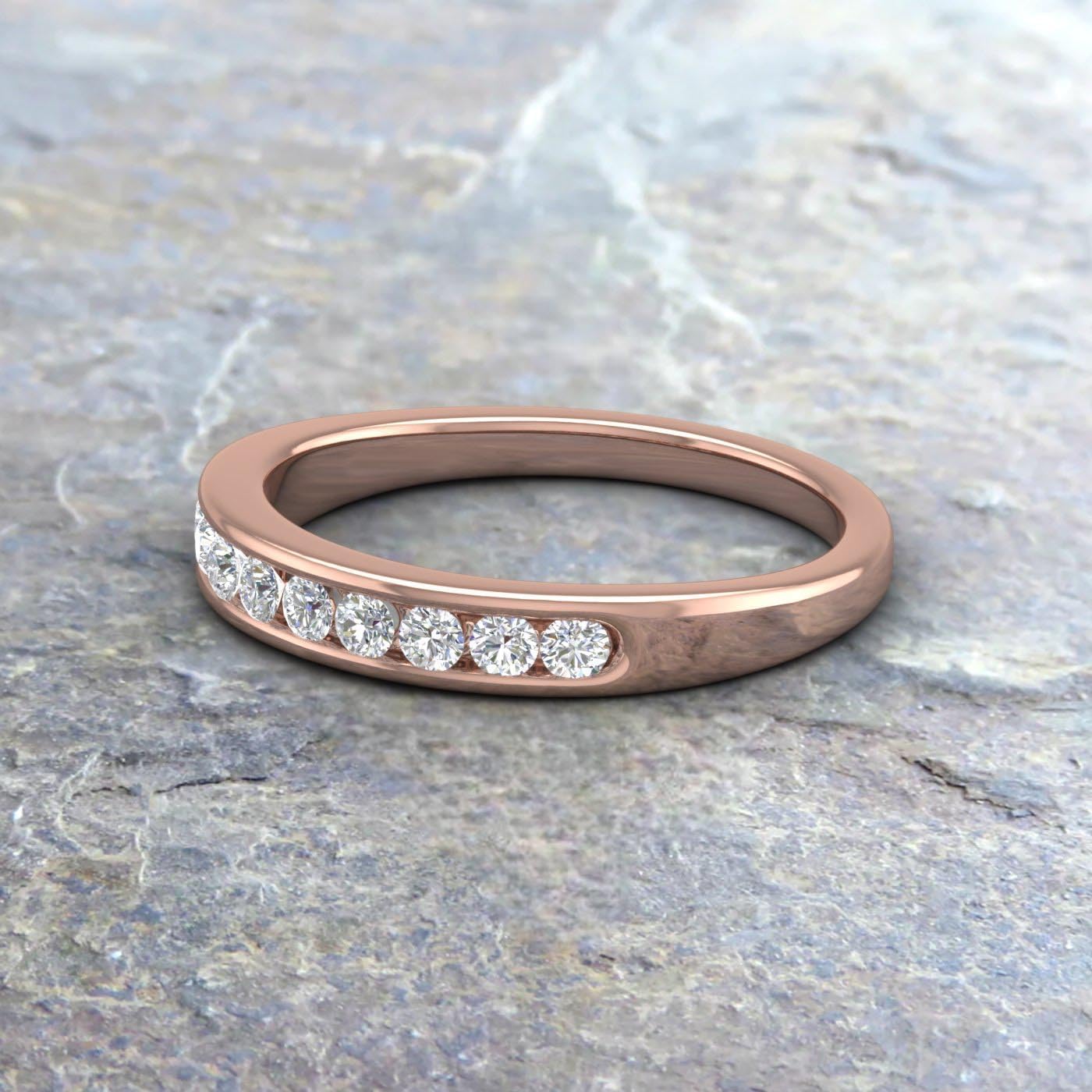 FINEROCK 1/4 Carat Round Diamond Unisex Wedding Band Ring in 10K Gold - IGI Certified