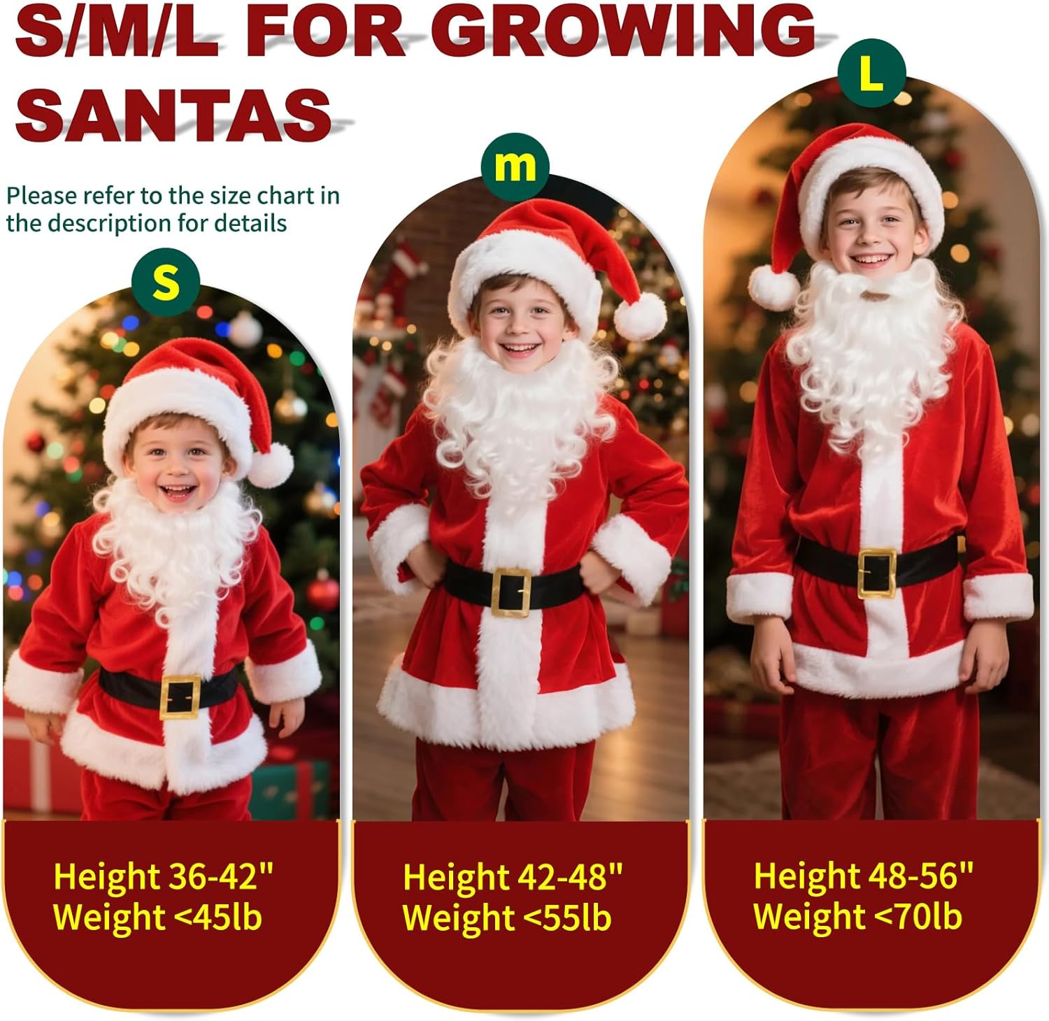 Kids Santa Costume 9PCS Christmas Santa Claus Costume for Kids Santa Suit Cosplay Party Outfit for Boy Children - Image 5