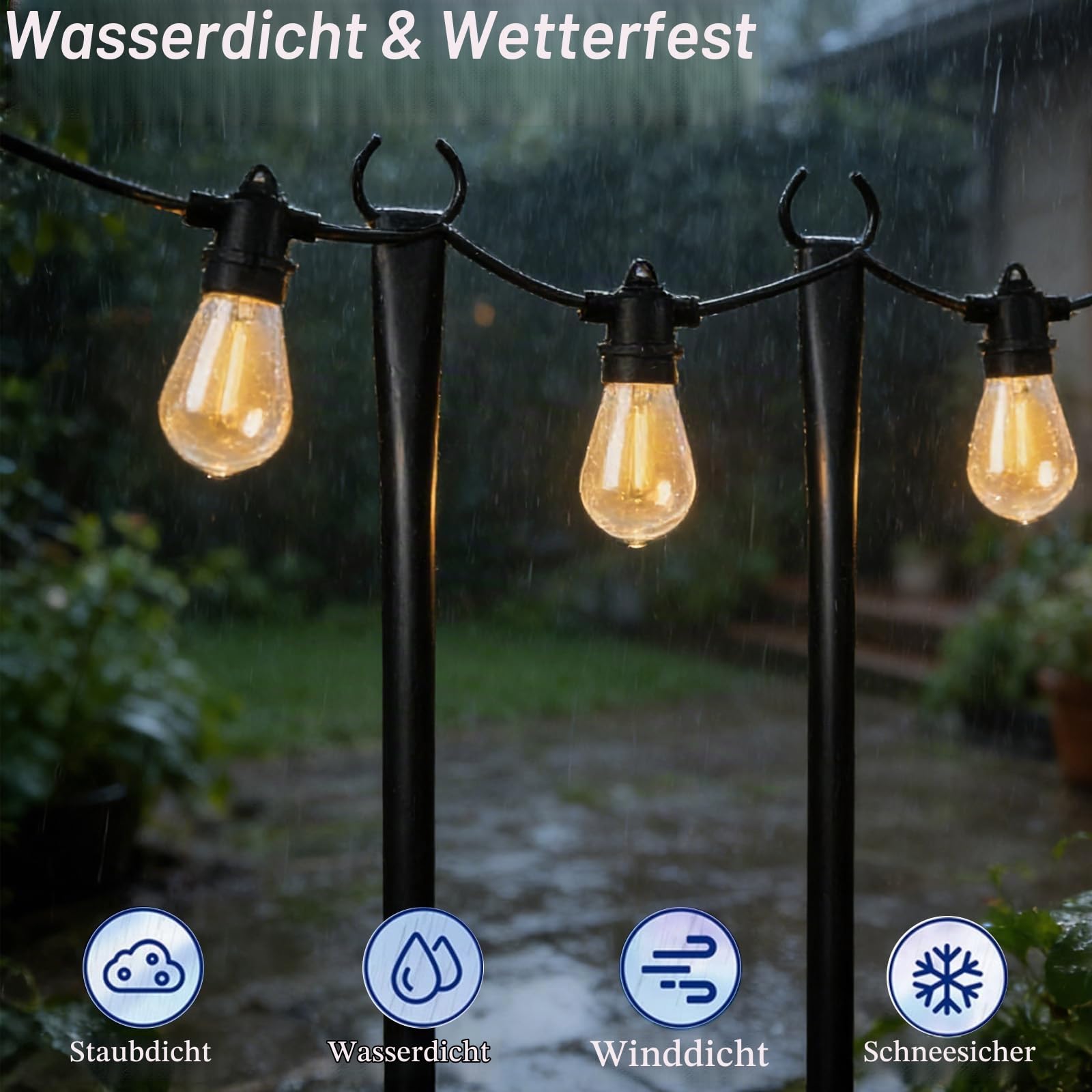 6Pack String Light Poles, 3M/10FT Lichterkettenstangen Lichterkettenmast Außen mit Gabel, Lichterketten Halterung für Draußen, Patio, Deck, Hinterhof, Garten, Party, Hochzeit