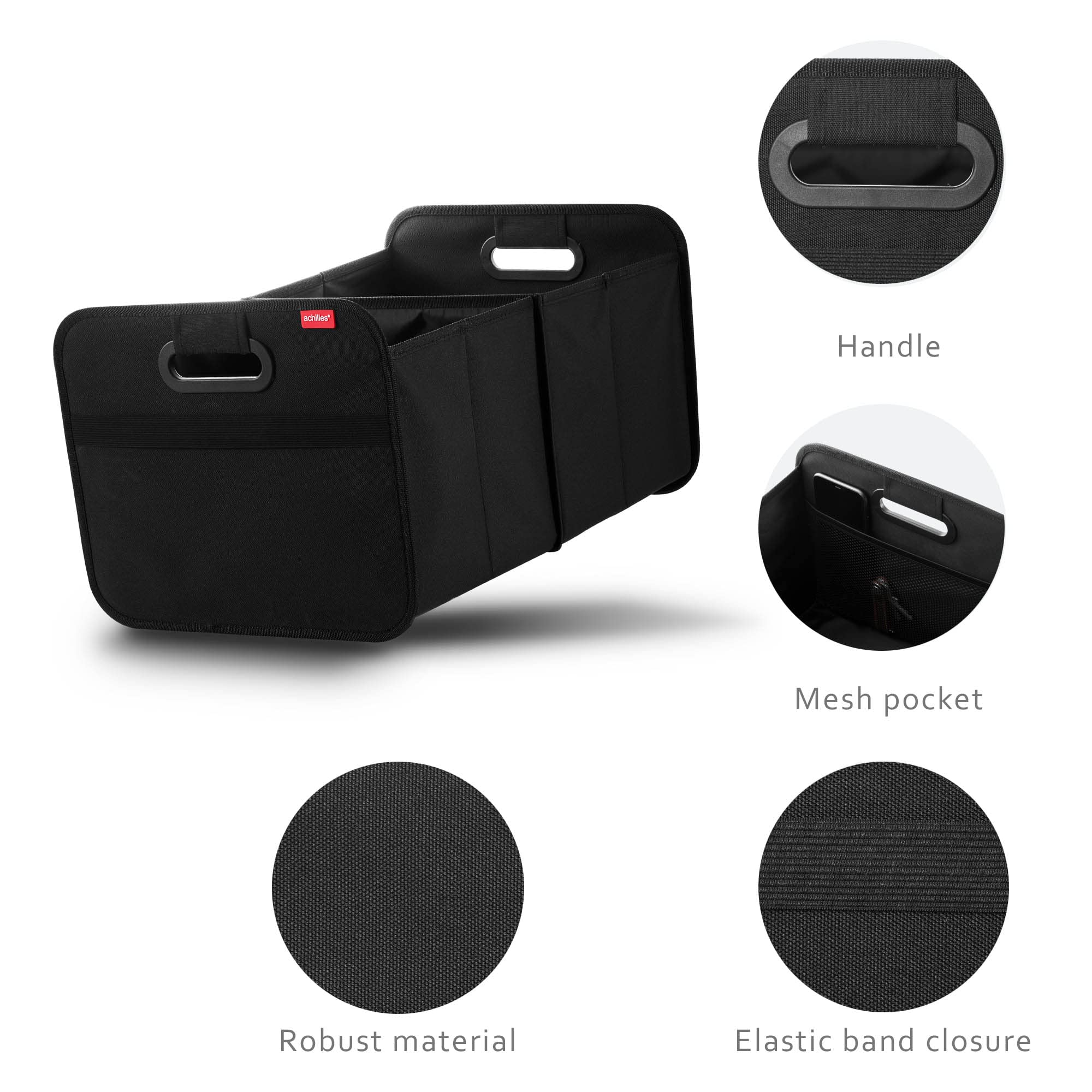 achilles Organizer Bagagliaio Auto con Inserto Refrigerante - 35L Box Refrigerante Pieghevole - Organizer per il Bagagliaio - Borsa Refrigerante - Box Refrigerante Pieghevole - Nero - 50x32x27 cm