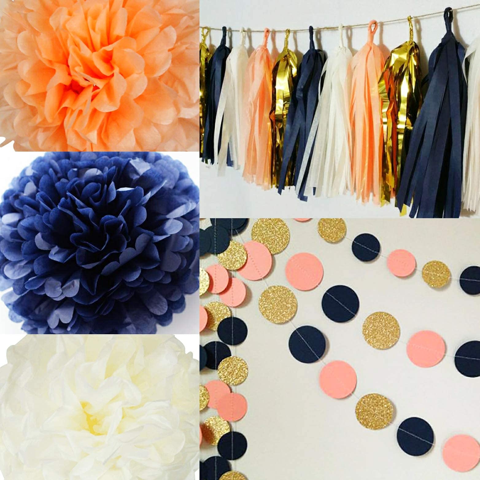 Buy Navy Peach Birthday Decorations Bridal Shower Decorations Qian's