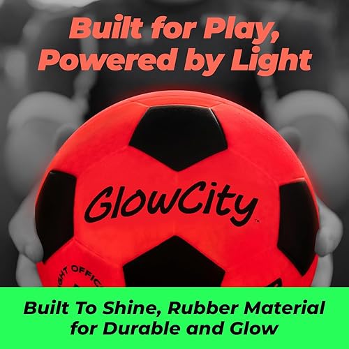 Miniatura 5 de GlowCity Balón de fútbol que brilla en la oscuridad, tamaños 3, 4, 5 para niños, adolescentes y adultos, pelota de fútbol iluminada con 2 luces LED,