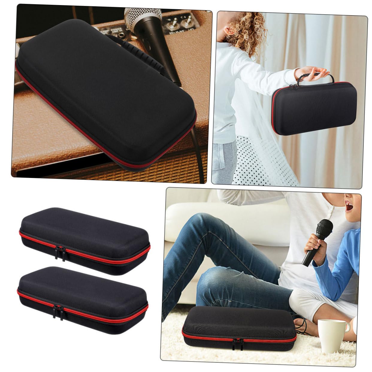 Kisangel 2pièces Étui de Rangement pour Microphone Portable Sac de Transport avec Fermeture Éclair Lot pour Micro à Main