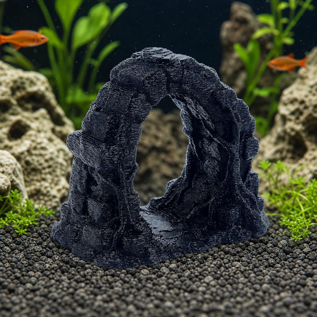 Aquarium Rock Arch Cave Decoration for Fish Tank | Natural Stone Archway Hideout Shelter for Betta, Guppy, Shrimp & Small Fish | Rock Structure Aquascaping Ornament, Underwater Aquarium Decor-image-13