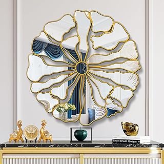 Gold Wall Mirrors Decorative, 32” Large Round Mirrors for Wall Decor, Fl...