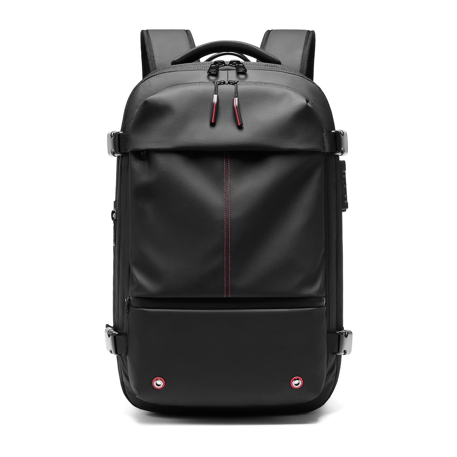 Jectse Zaino a Compressione con Chiusura Sottovuoto Zaino da Viaggio Espandibile Antipioggia per Affari da 25 a 60 Litri, Scomparto per Laptop per Viaggiatori D'affari (BLACK)