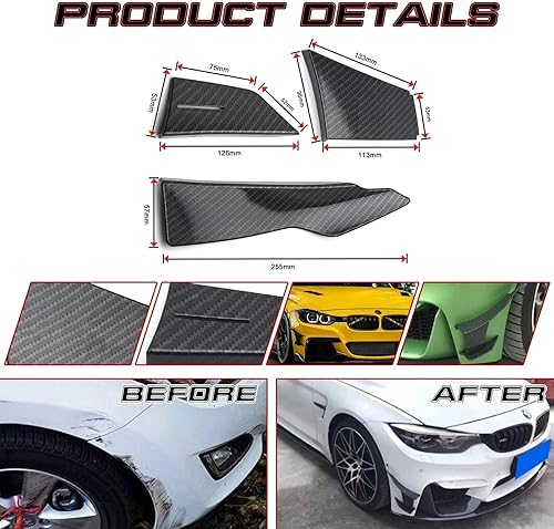 Miniatura 2 de Xotic Tech - Alerón divisor de aletas para parachoques delantero exterior, diseño de fibra de carbono, compatible con BMW M3 M4 F80 F82 F83