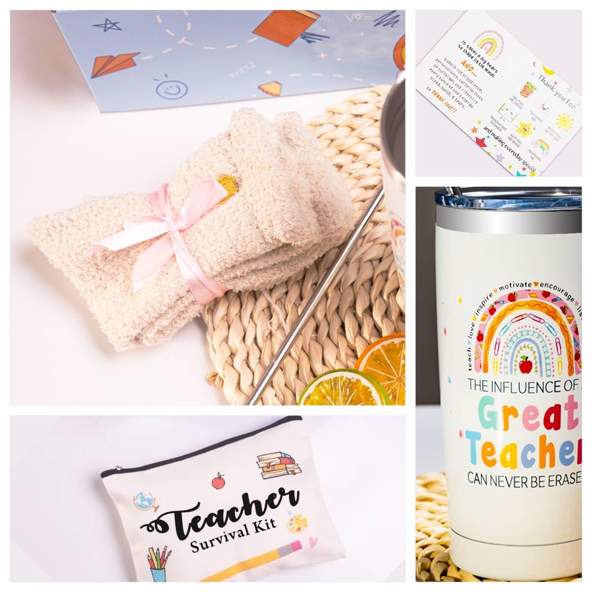 Juegos de regalo de agradecimiento para profesores, cesta de regalo de agradecimiento para profesores, regalo de vuelta a la escuela, regalo de Navidad para profesores, vaso de vino, marcadores,