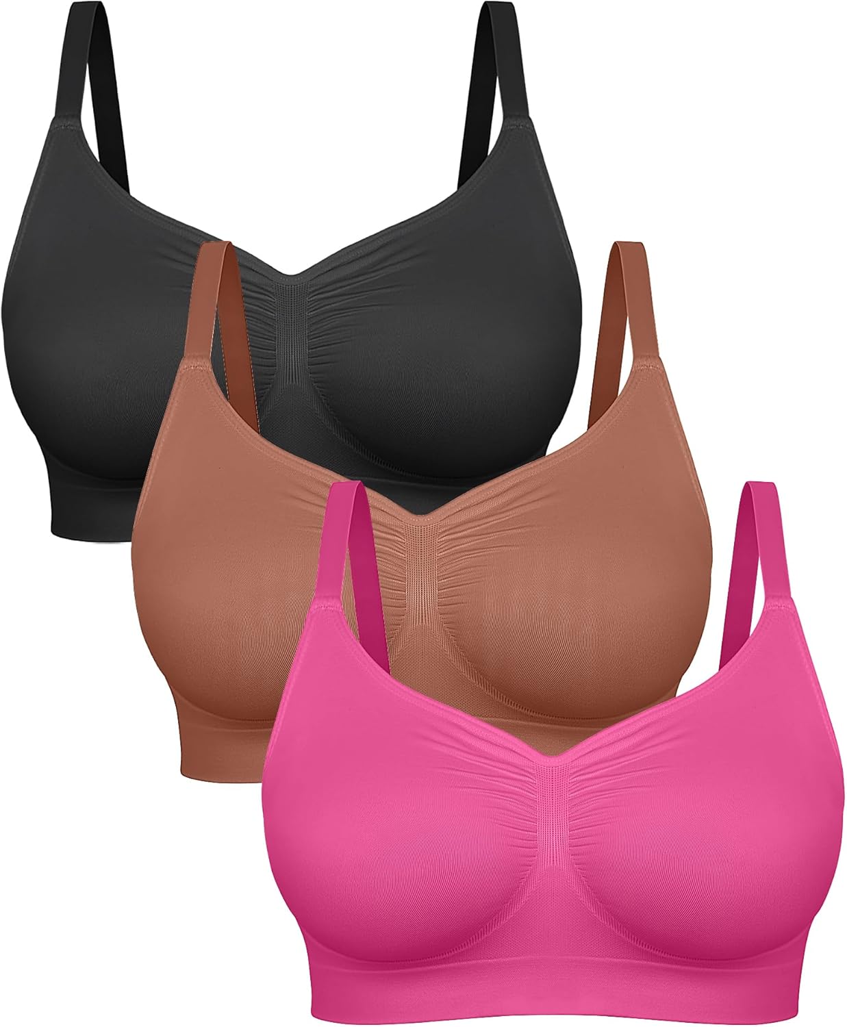 FeelinGirl Bras for Women Wireless Bralettes No Underwire Unlined Seamless Everyday Bras 3-Pack