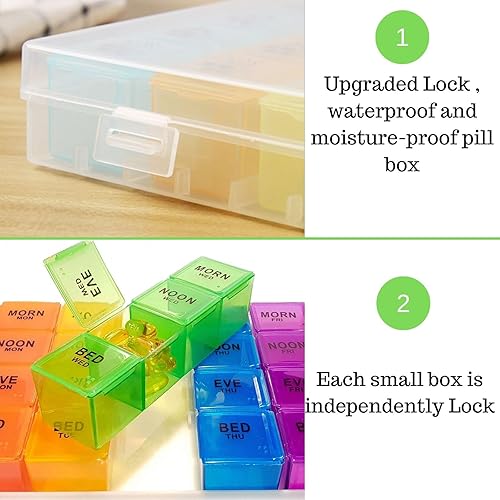 Miniatura 5 de Pill Organizer 4 Times a Day,Premium Weekly Pill Case Medicine Organizer Box 7 Days 28 Compartment to Hold Vitamins Medicine Organizer Box