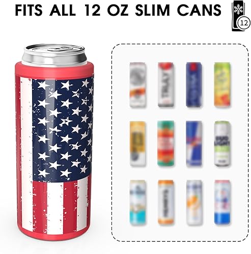 Miniatura 3 de TILUCK Skinny - Enfriador de latas para cerveza delgada y seltzer duro, acero inoxidable, doble pared aislada de acero inoxidable, estándar de 12