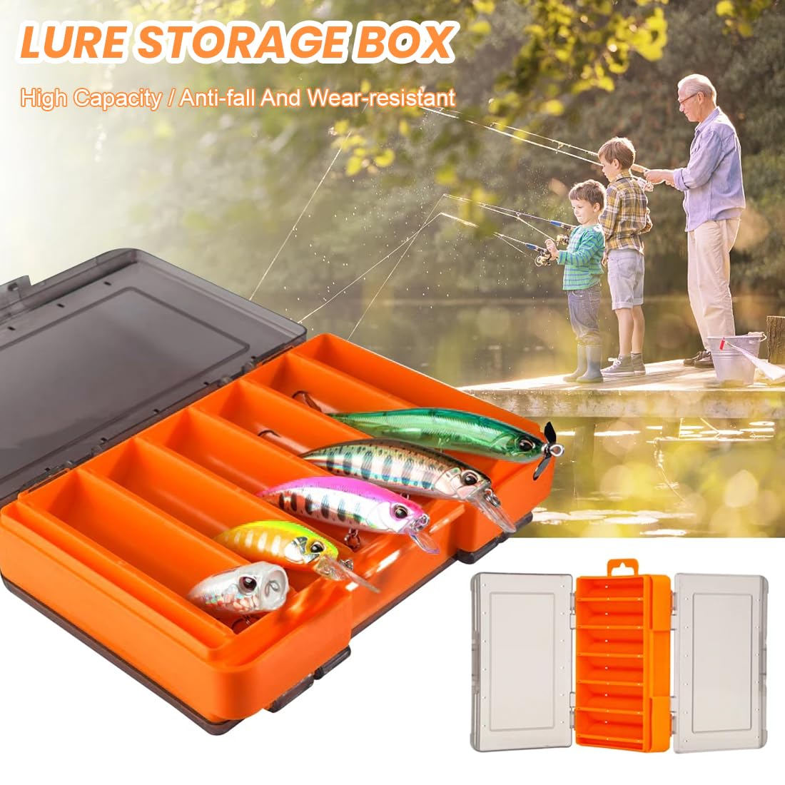 Scatola per esche 6B borsa da pesca Tacklebox Grande arancione 20 * 14 * 4 cm