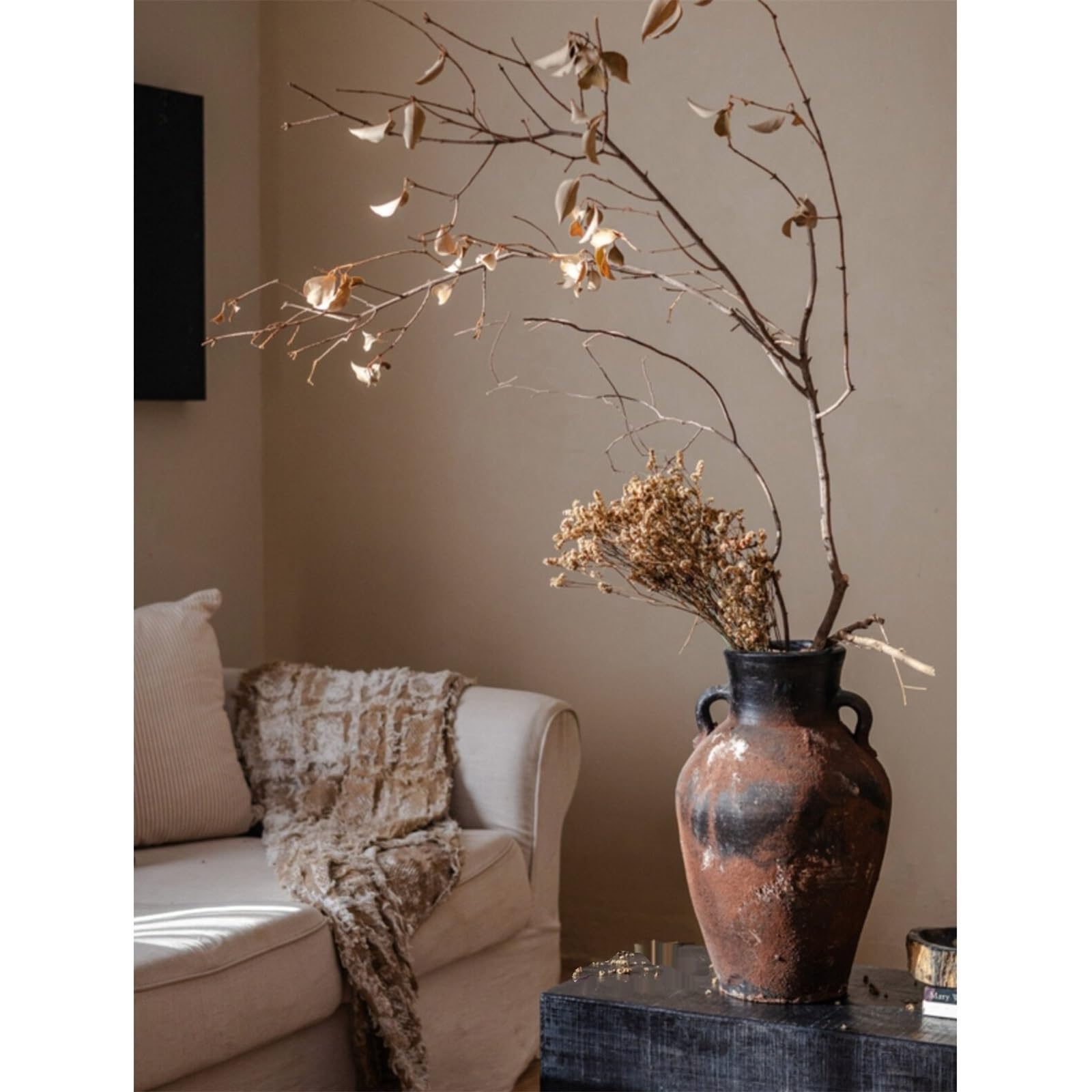 Vaso di Fiori Vasi rustici in Terracotta da 45 cm Vaso in Argilla invecchiata con Manici for Fattoria, Soggiorno