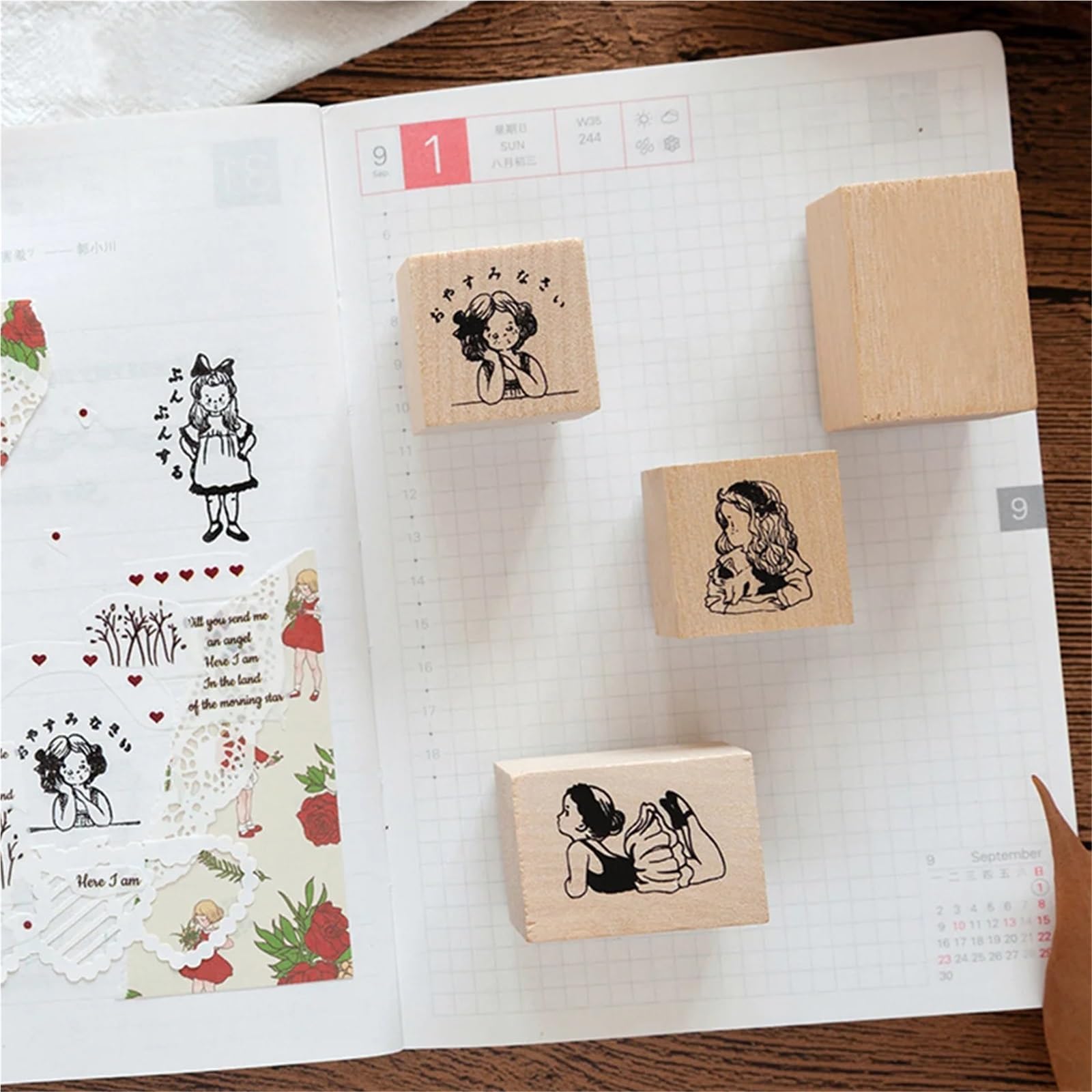 100 pezzi di timbri in legno vuoti, blocchi fai da te, kit sigilli for scrapbooking, materiale for in, strumento for diario fatto a mano, accessori for cucire