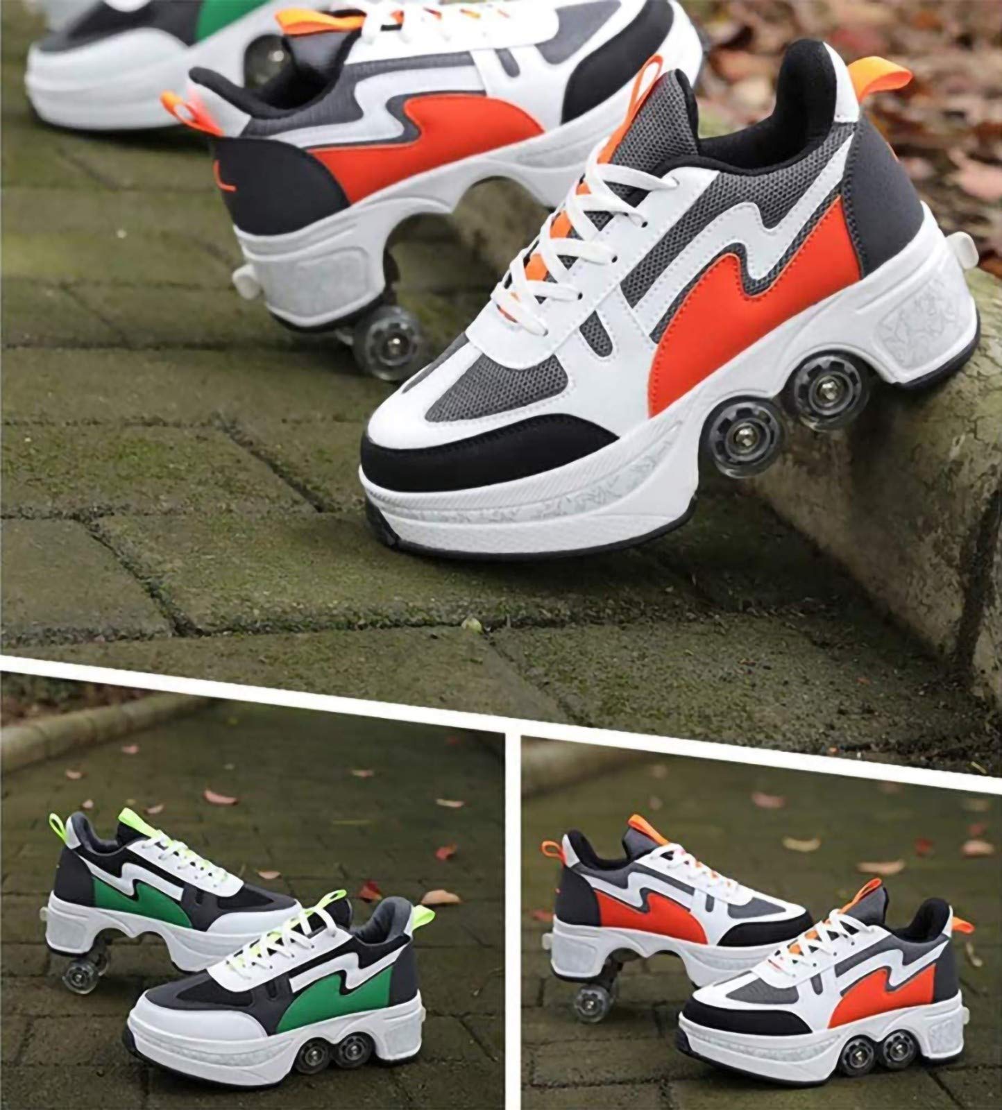 Patines Paralelos Multiusos 2 En 1, Patines De Cuatro Ruedas, Patines Para Principiantes De Diseño Elegante, Zapatos Deportivos Unisex Para Niños Adultos Al Aire Libre