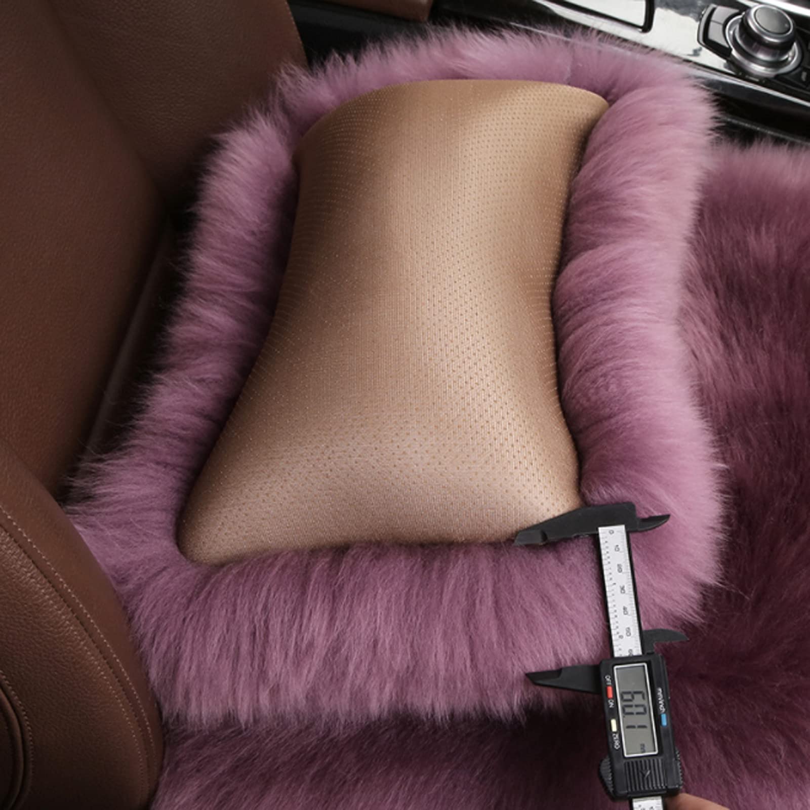 EGBANG Lumbar Support Pillow for Car, Faux Wool Seat Cushion Lumbar Support Back Pillow Car Decor Accessories for Reliving Lower Back Pain (Pink)