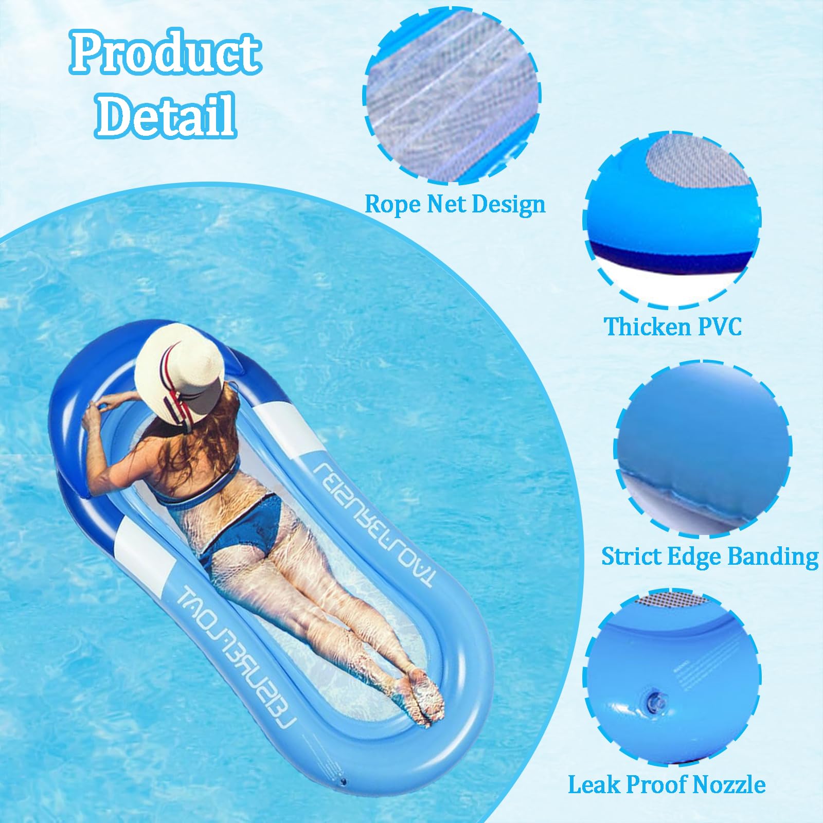 Colchoneta flotante inflable para balsa al aire libre, hamaca de agua reclinable, colchón inflable para colgar en la playa, piscina, tumbona, cama flotante para piscina, lago, isla relajante