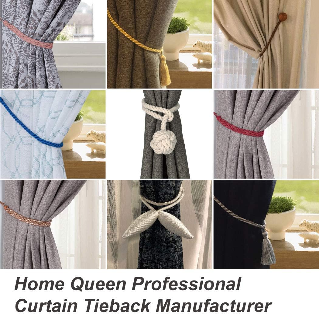 Home Queen Magnetic Curtain Tiebacks, Decorative Drape Tie Backs Holdback Holder Without Hooks, 4 Pack, Navy Blue