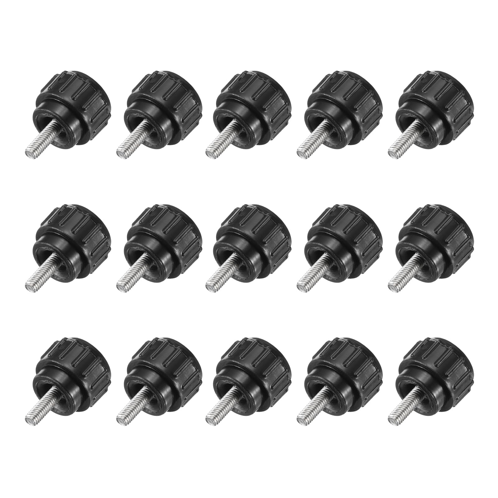 QUARKZMAN Manopole Di Serraggio Zigrinate Viti A Farfalla Con Filetto Maschio M3 X 8 Mm Testa Da 14 Mm Per Elettronica Automobilistica Montaggio Mobili Lavorazione (Nero, Confezione Da 15)