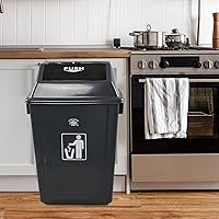 Vista 4 de Paquete de 4 botes de basura de plástico de 13 galones con tapa abatible, cubo de basura comercial duradero para oficina, patio, restaurante, garaje