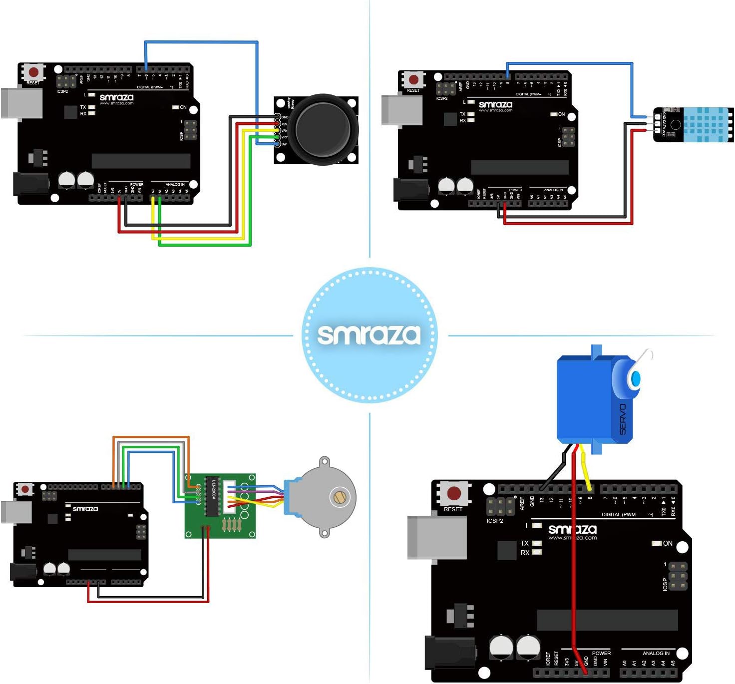 Smraza Super Starter Kit with Breadboard, Power Supply, Sensors, LCD 1602, Compatible with Arduino UNO R3