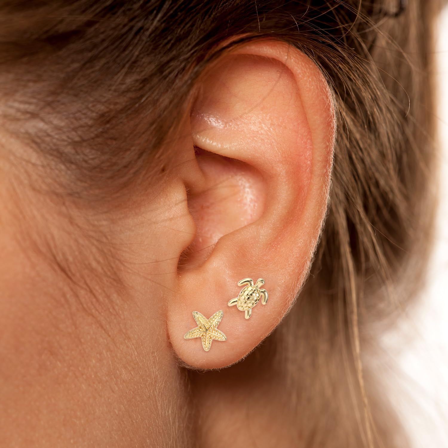 2 Pairs Gold Beach Earrings for Women, Golden Starfish Turtle Earrings Set Dainty Stylish Sea Beach Jewelry Summer Ocean Accessories for Women - Image 5