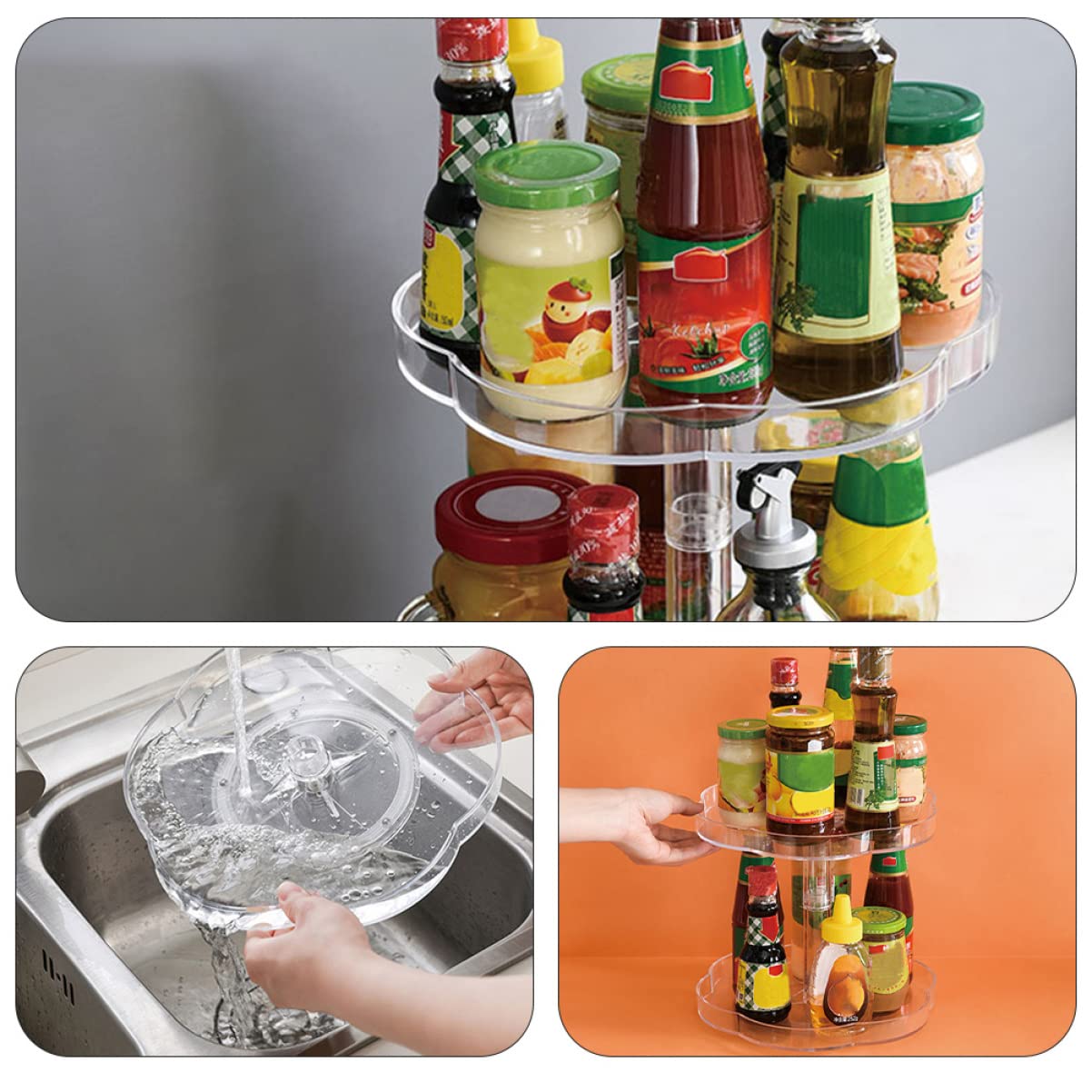 PRETYZOOM Estante Giratorio Para Especias Organizador De Cocina Almacenamiento De Joyas Cesta De Almacenamiento Capacidad Grande Diseño