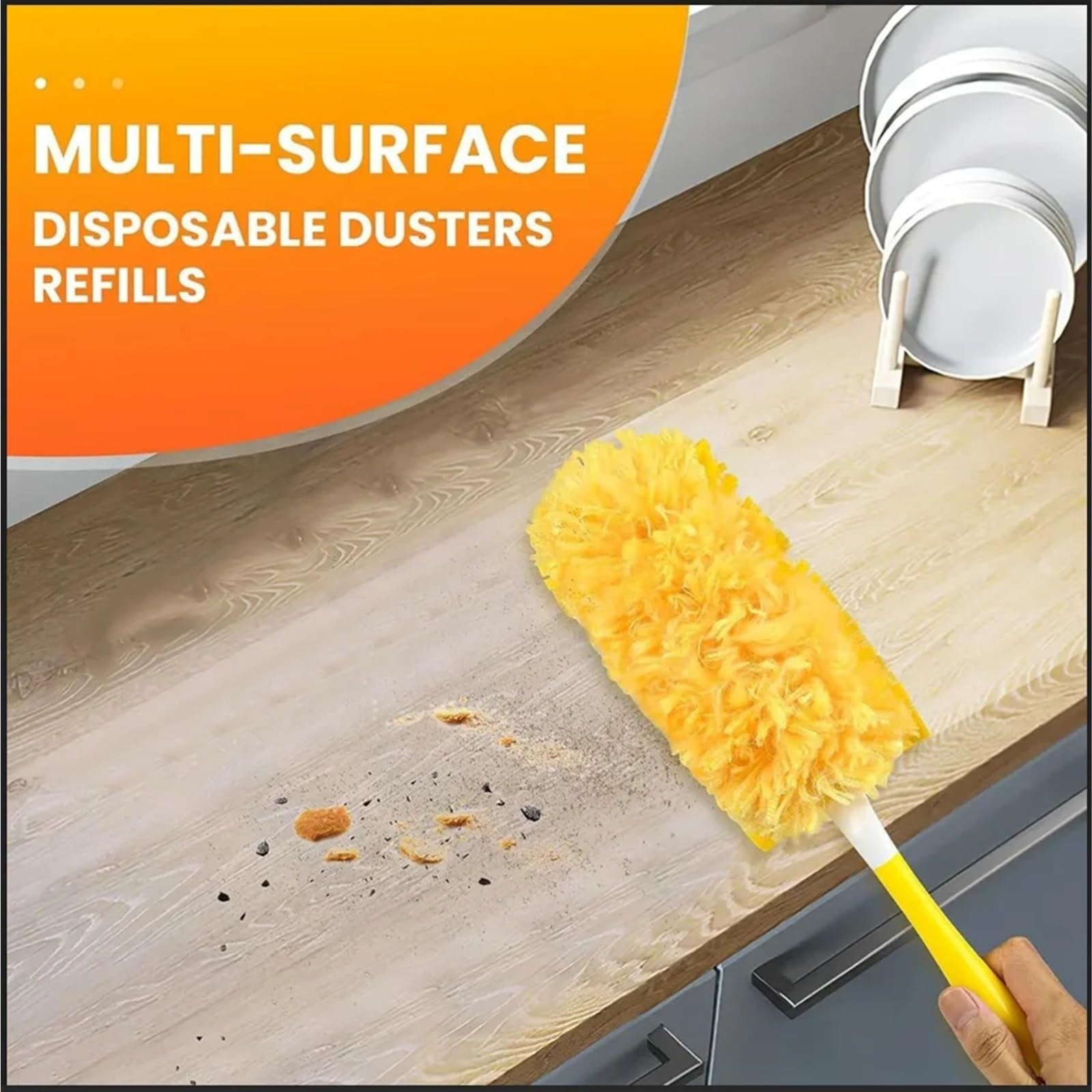 Plumero Atrapapolvo Precipitador electrostático de Doble Cara for la Tela araña y Mesa limpias del Polvo(1 handle30PCS)