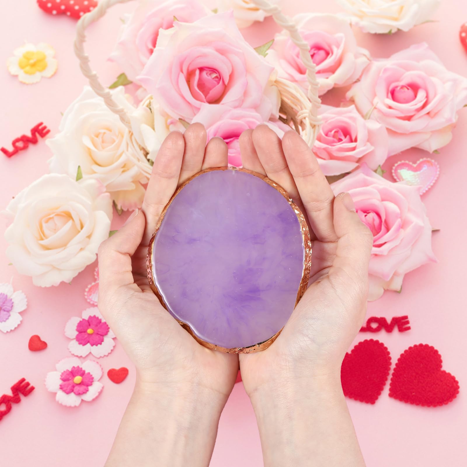 WLLHYF Tavolozza per nail art, in resina, per nail art, mista, irregolare, piastra per il trucco, per nail art, colore dipinto a mano (viola)