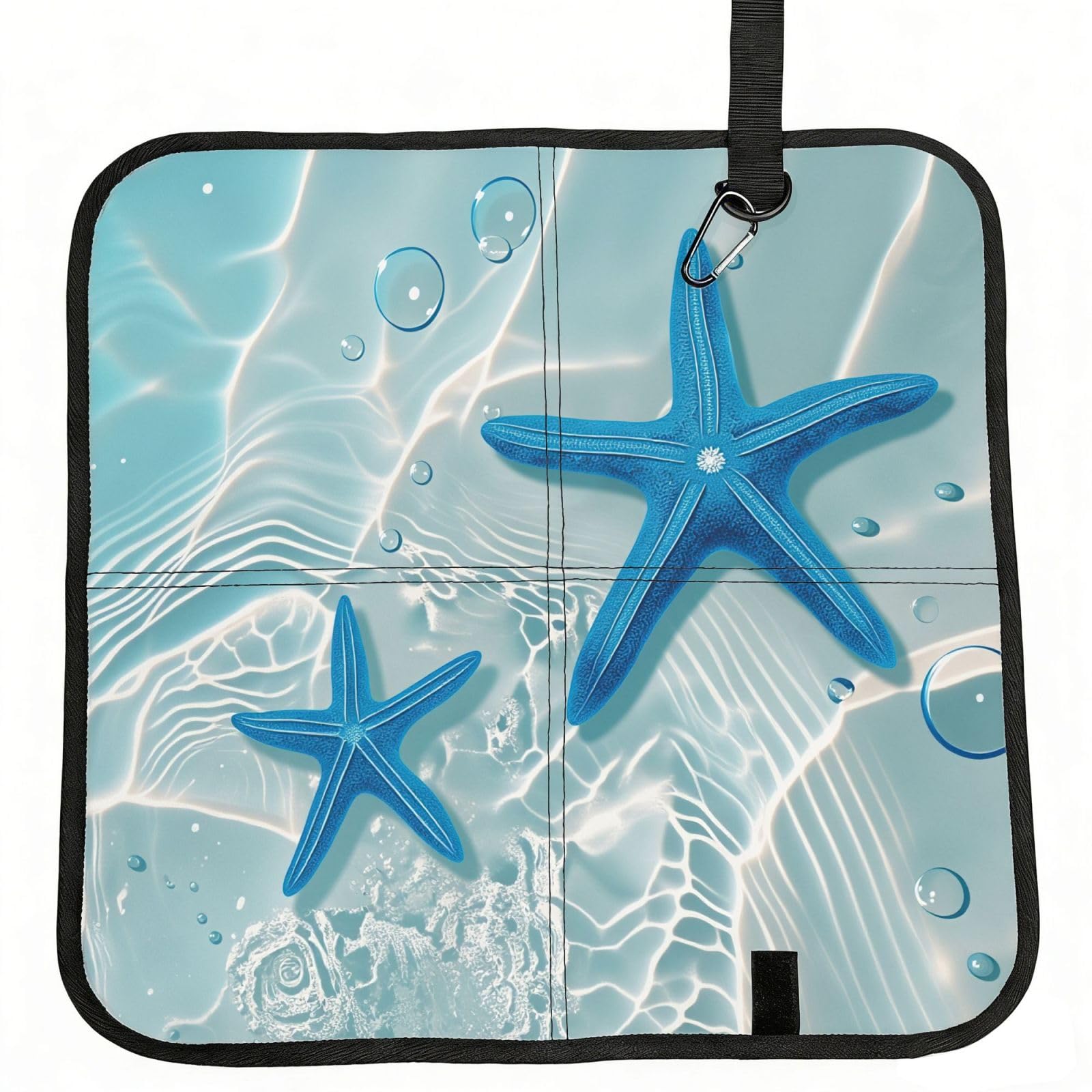 SDEGTHO Seabed Starfish Print Padded Seat Pad Folding Cushion Waterproof Bench Mat Portable Outdoor Rest Mat 15.8"