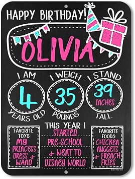 Birthday Milestone Chalkboard Style Reusable Customizable Sign, HDG-1015