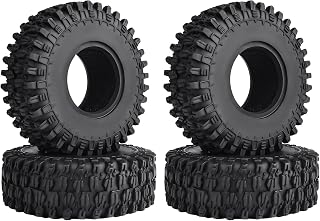 Hobbypark 1.0 Tires SCX24 Tires Soft Rubber for 1/18 TRX4M Axial SCX24 Gladiator Bronco C10 JLU Deadbolt B17 Betty 1/18 1/24 RC Crawler Car, 4PCS (53x19mm)