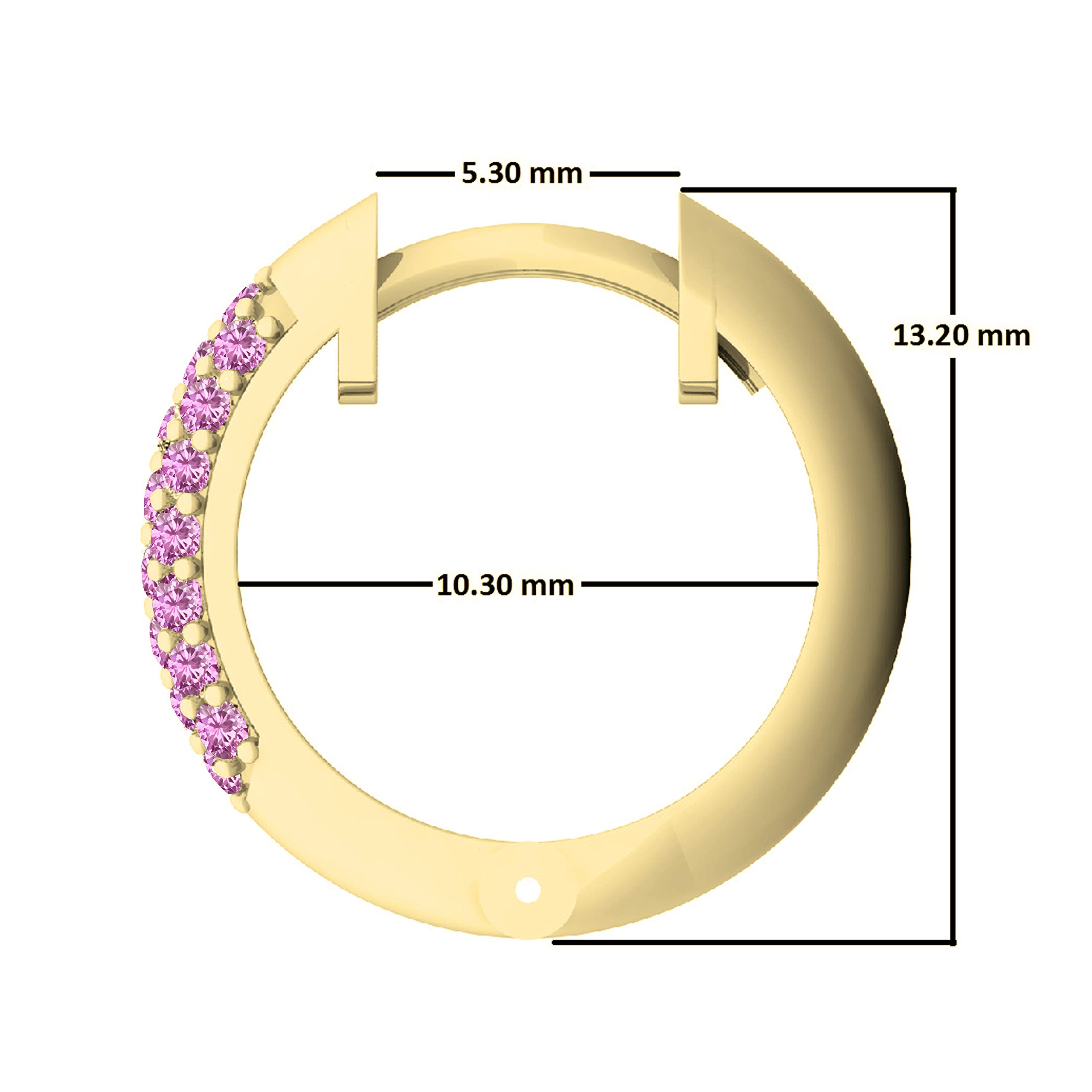 Dazzlingrock Collection 14K Round Pink Sapphire Ladies Huggies Hoop Earrings, Yellow Gold