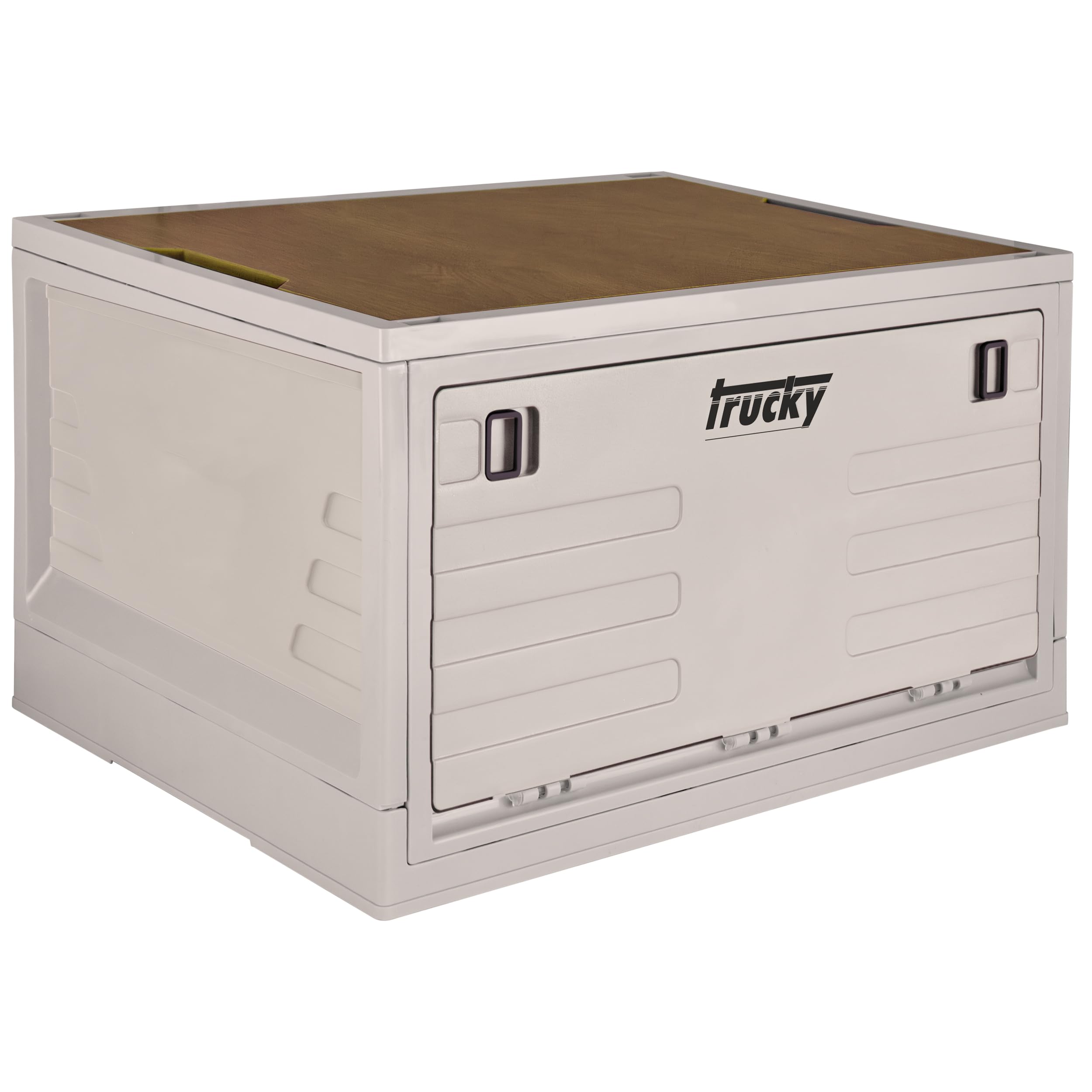 Trucky Caja de Almacenamiento 45 L, 50 x 35 x 30 cm Camping Caja Plegable Caja de Almacenamiento con Tapa Beige