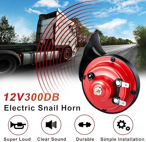 Miniatura 4 de Bocina de auto de 12 V, 300 dB, bocinas súper fuertes, bocinas dobles impermeables para camiones, bocinas de caracol eléctricas, bocina de caracol