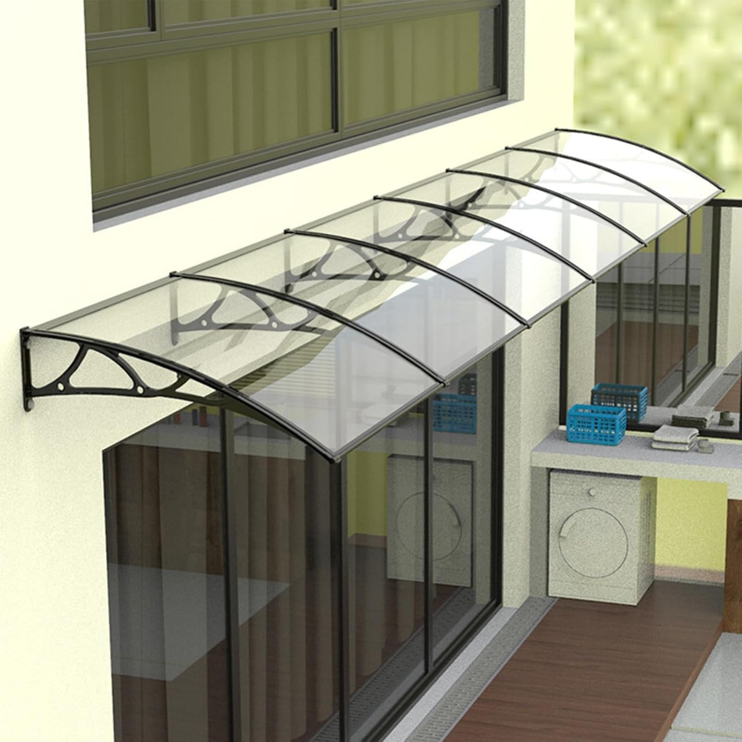 Auvent porte entrée extérieur polycarbonate | Store protection pluie et neige fenêtre