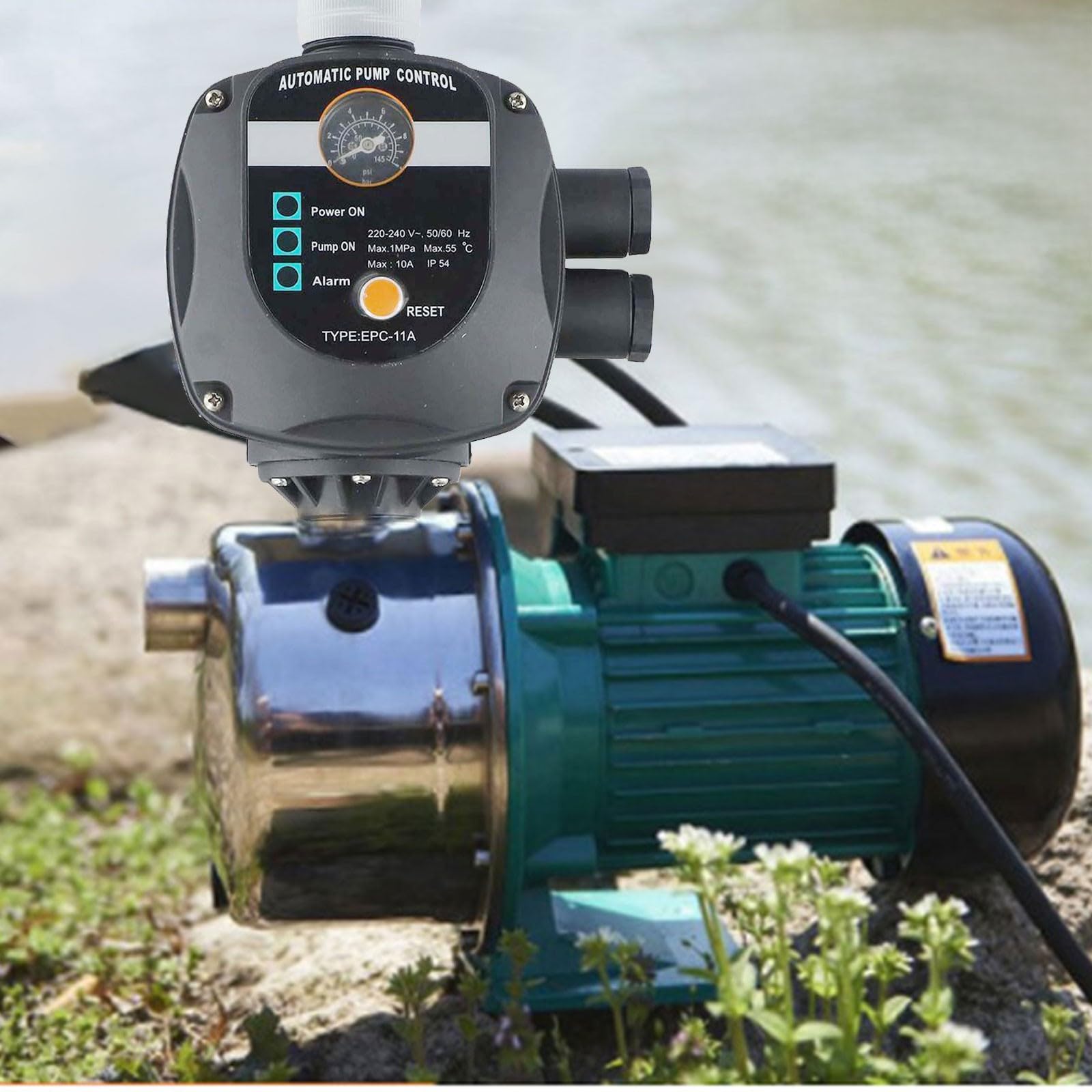 Regolatore d'acqua completamente automatico con flussostato e controllo della tensione, pressostato booster ABS impermeabile IP54 per sistemi di irrigazione da giardino