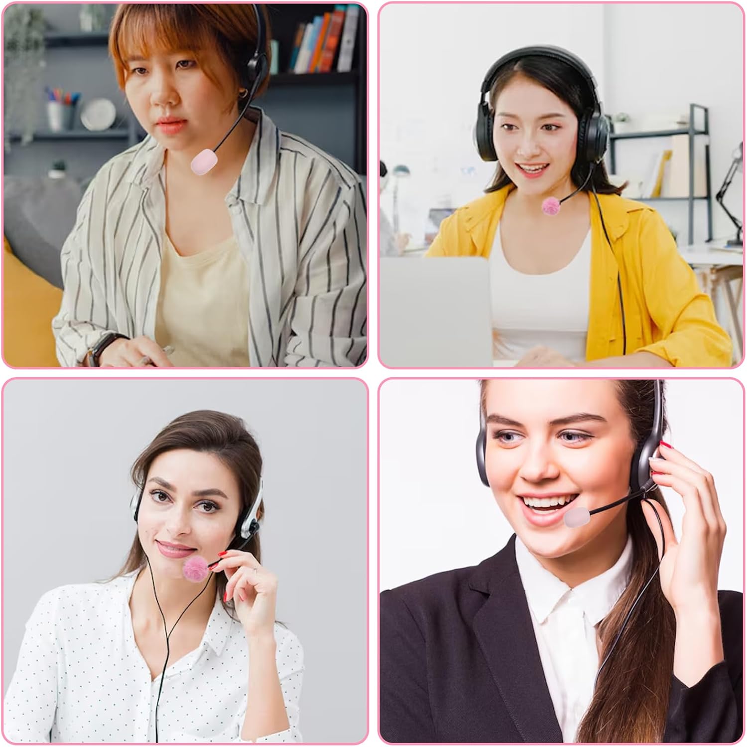 Headset Mic Foam Cover, 4 Pieces Mini Pink Microphone Windscreen High-Density Windshield Lapel Headset Microphone Foam and Furry Cover for Lavalier Microphones, Noise Reduction - Image 7