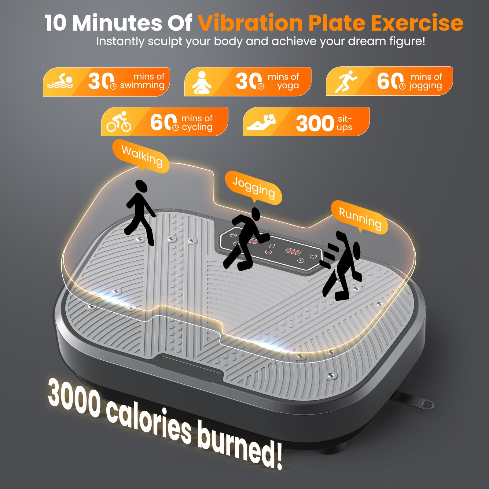 Pedana Vibrante Dimagrante, Pedana Vibrante per Circolazione Gambe 120 livelli di vibrazione e 10 programmi, Altoparlante Bluetooth Integrato, per Allenamenti Completi del Corpo, Supporta 200 kg