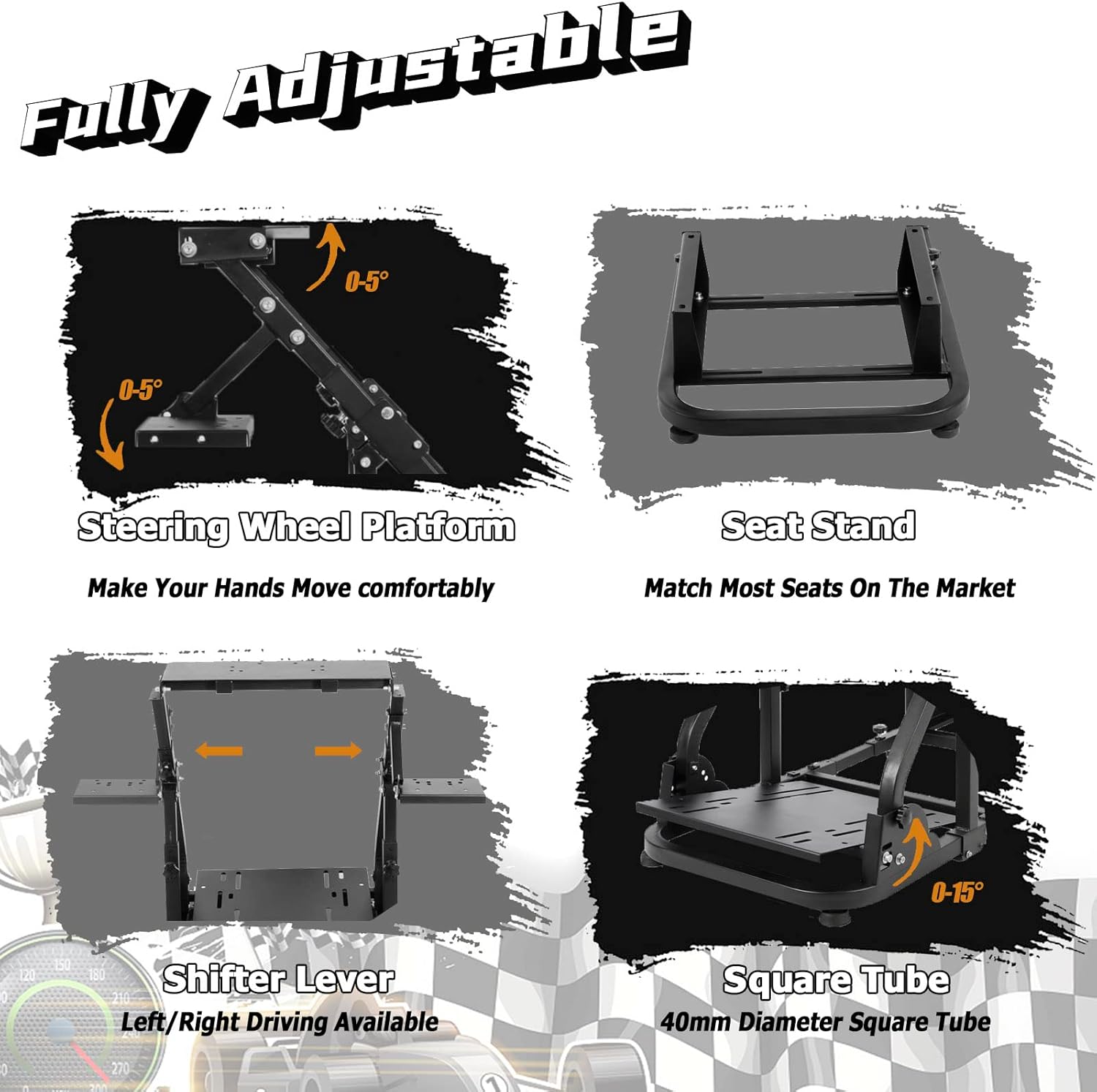 Buy Dardoo Racing Simulator Cockpit Frame Adjustable with Blackseat