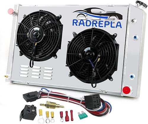 Miniatura 10 de RADREPLA Radiador de aluminio de 3 filas para Chevy GMC C10 C20 C30 C1500 C2500 K10 K20 K30 Pickup Blazer Jimmy V8 Radiadores Shroud 2 x 12 pulgadas