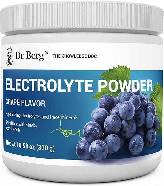 Dr. Berg Zero Sugar Hydration Keto Electrolyte Powder Grape Flavor Hydration Drink Mix Supplement - 50 Servings