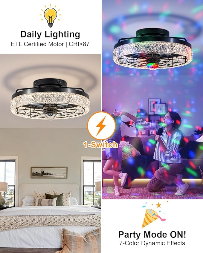 Ventilador de Techo 20 Pulgadas con Luz y Control Remoto 6 V miniatura 3