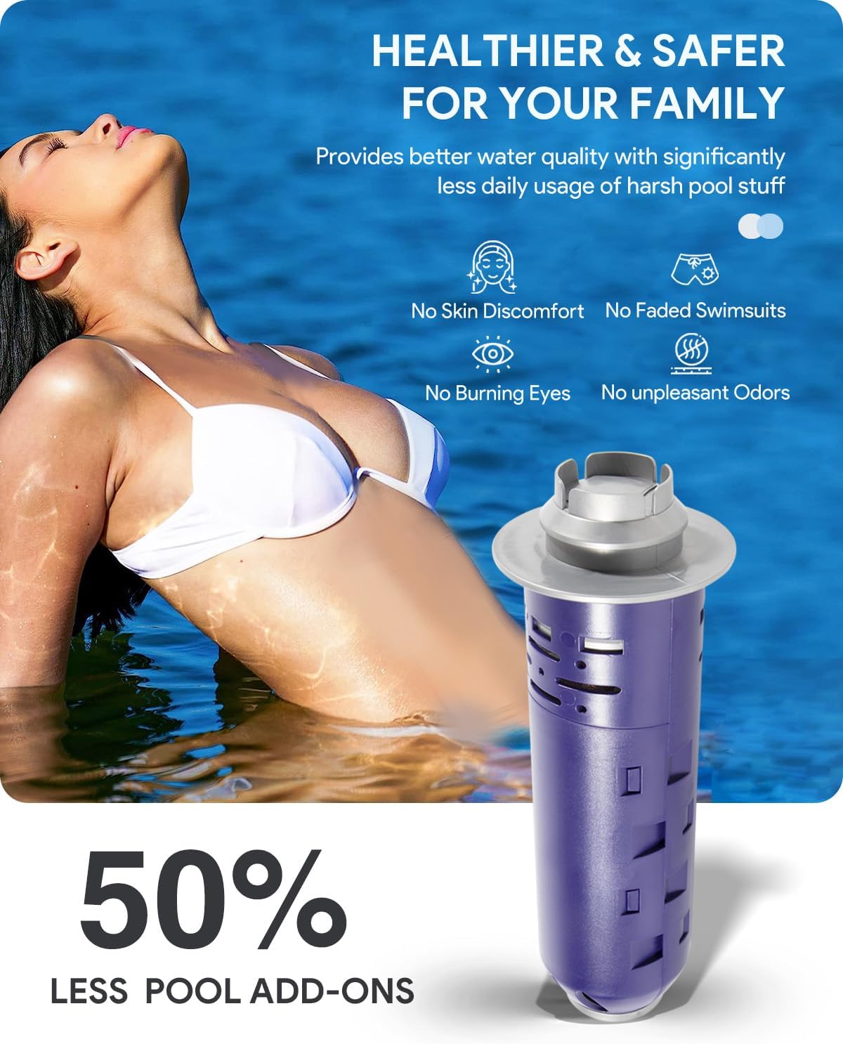 Replacement for Nature2 Duoclear 45 Mineral Cartridge W28002 for All DuoClear Fusion Soft Vision Pro Above Ground Inground System Pool System, Compatible with up to 45000 gallons Pool, W26002