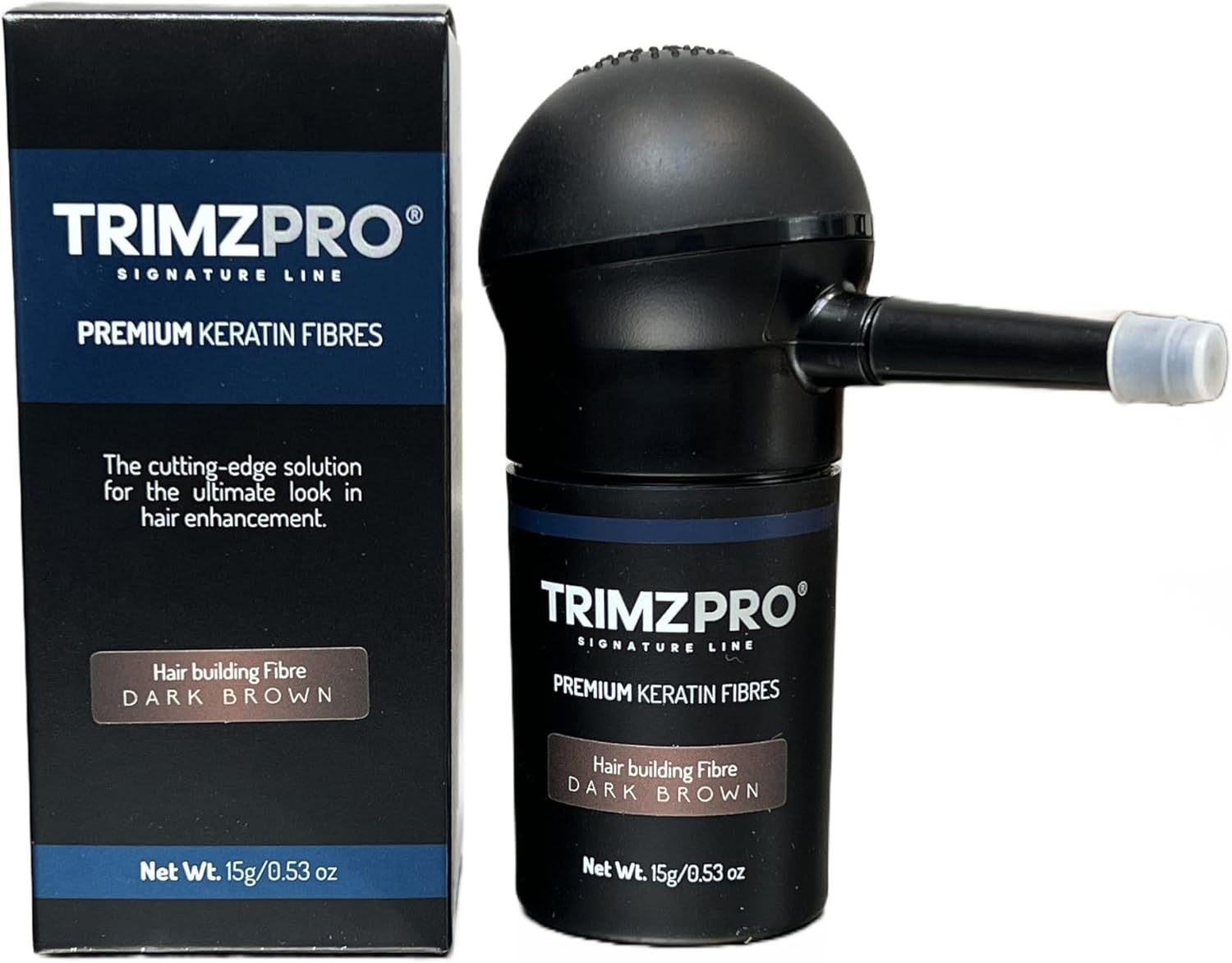 Trimzpro Signature Keratin Hair Fibres 14g – 10 Shades | Instant Thickening & Concealing Powder | Lock-In Tech for Natural Look & Durability | Hair Volumizer for Men & Women, DARK BROWN