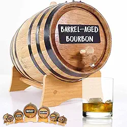 Barril de carvalho americano (2 litros) com lousa frontal - Mini barril carbonizado para coquetéis envelhecidos, bourbon, uísque, gin, molho picante - decoração de bar da Thousand Oaks Barrel Co.